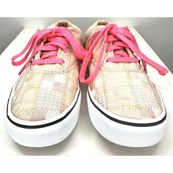 VANS Off The Wall Shoes US Missy Pink Checkerboard Patchwork Lace Up Size 4 - Picture 2 of 11